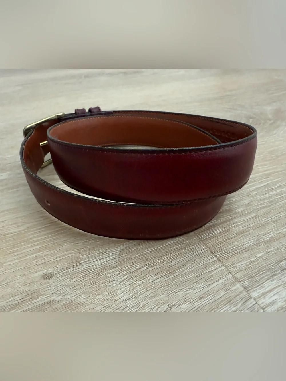 Coach burgundy leather cowhide belt with brass buckle size 32